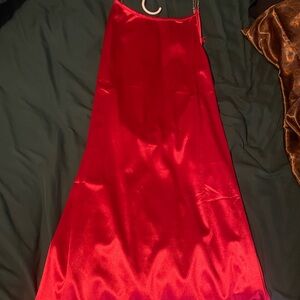Elegant Red Satin Dress